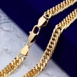 Mens 18k Yellow Gold Plated Necklace Double Solid Curb Link Chain 60cm/10mm/115g
