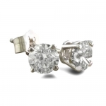 1/2ct Round Diamond Stud Earrings in 14K White Gold, Screwbacks
