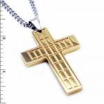 Tioneer Stainless Steel Men's Gold Plated Cross Pendant
