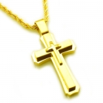 Tioneer Stainless Steel Gold Plated Cross Pendant