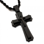 Tioneer Stainless Steel Black Plated Cross Pendant