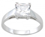 Sterling Silver 1 Carat Princess Cut CZ Engagement Ring in Size 8
