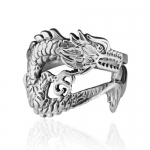 Chuvora 925 Sterling Silver Wide 25 mm Detailed Solid Dragon Ring for Men - Nickel Free - Size 11