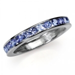 Natural Tanzanite Gold Plated 925 Sterling Silver Journey Eternity Ring Size 5.5