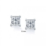 Bling Jewelry CZ Mens Square Invisible Cut Silver Stud Earrings 6mm