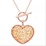 Sterling Silver 18K Rose Gold Plated Heart Pendant-Necklace made with Swarovski Crystals