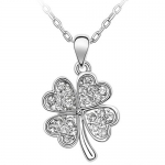 Women's Four Leaf Clover Pendant Necklace with Cubic Zirconia Accents