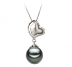 PearlsOnly Cora Black 8.5-9.0mm AAA Tahitian 14K white gold Cultured Pearl Pendant