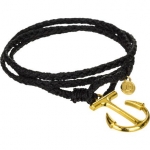 Pura Vida Bracelets Gold Anchor Collection Bracelet Black Solid, One Size