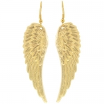 100% Nickel Free 2 1/2 Angel Wing Earrings, Quality Made in USA!, Large Earrings (2-1/2) in Gold