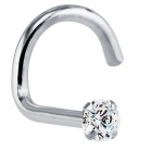 VS1 G - 1.5mm (.015 ct. tw) Diamond 14K White Gold Nose Ring Twist Screw - 16G