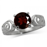 2.37ct. Natural Garnet 925 Sterling Silver Filigree Solitaire Ring SZ Size 8