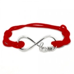 Tioneer Sterling Silver Love Infinity Red Rope Adjustable (5 to 10) Bracelet