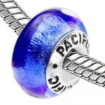 925 Sterling Silver Murano Style Glass Bead - Aruba Blue (Pandora and Chamilia Compatible)