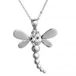Plusminus Women's 925 Silver Rhinestone Sterling Sliver Dragonfly Chain Pendant Necklace + Gift Box