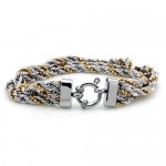 Tioneer Two-Tone Gold Plated Stainless Steel Rope Chain Bracelet - Length 7.50