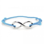 Tioneer Sterling Silver Infinity Light Blue Rope Adjustable (5 to 10) Bracelet