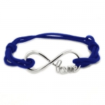 Tioneer Sterling Silver Love Infinity Blue Rope Adjustable (5 to 10) Bracelet