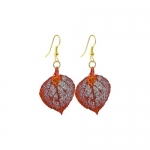 Iridescent Copper Plated Over REAL 29mm x 25mm Aspen Leaf Dangle Earrings with French Hook Back Finding
