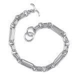Exclusive Appeal: Sterling Silver Rhodium Nickel Finish Designer Inspired Long Link Toggle Bar Chain Bracelet