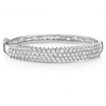 Cubic Zirconia Hinged Bangle Sterling Silver Multi Row