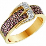 Ladies 14K Yellow Gold .5ct Round Cut Brown Diamond Belt Engagement Wedding Ring