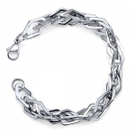 Linked Forever: Mens Stainless Steel interlocked Diamond-shape Link Bracelet