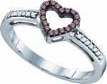 10K White Gold 0.12 Ct Champagne Round Diamond Engagement Heart Ring