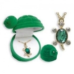 Turtle Crystal Necklace With Velour Hinged Gift Box