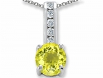 Star K Round 7mm Simulated Yellow Sapphire Pendant Sterling Silver
