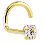 2mm REAL DIAMOND 14K Yellow Gold Jewel Nose Ring Twist