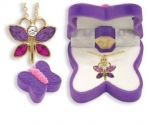 BUTTERFLY Necklace Charm Pendant w/ Crystal Wings in Butterfly Velour Gift Box-Colors may vary