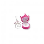 Pink Princess Pendant Necklace in Tiara Crown Shaped Gift Box