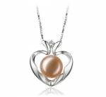 PearlsOnly Marlina Heart Pink 9.0-9.5mm AA Freshwater Sterling Silver Cultured Pearl Pendant