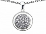 Star K Round Puffed Pendant with Cubic Zirconia Sterling Silver
