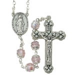 7mm Rose Capped Beads on 35 Rosary with Silver Plated Crucifix and Center