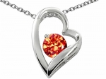 Star K Round 7mm Simulated Orange Mexican Fire Opal Heart-Shape Pendant