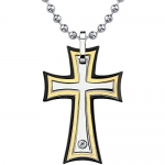 Medieval Power: Surgical Stainless Steel Cross Pendant on a Stainless Steel Ball Chain for Men