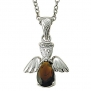 Sterling Silver 5/8 Garnet January Birthstone Angel Wing Necklace