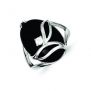 Sterling Silver Onyx & Cz Ring, Size 8