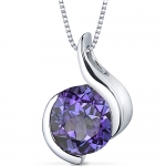Stunning Sophistication 2.50 carats Round Shape Sterling Silver Rhodium Nickel Finish Created Color Change Sapphire Pendant