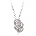 PlusMinus Ladies White Gold Zicron Leaves Pendant Necklaces For Girls Gift White