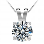 PlusMinus New Arrival Womens Geometry Pattern Luxury Zircon Pendant Necklace White Gold