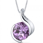 Stunning Sophistication 2.50 carats Round Shape Sterling Silver Rhodium Nickel Finish Created Pink Sapphire Pendant