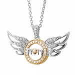 Sterling Silver Heart Love Angel Wing Mothers Day Diamond Pendant Necklace (GH, I1-I2, 0.25 carat)