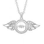 Sterling Silver Heart Love Angel Wing Mothers Day Diamond Pendant Necklace (GH, I1-I2, 0.25 carat)