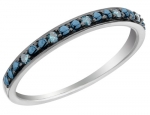 Blue Diamond Accent Stackable Ring in Sterling Silver, Size 5.5