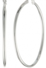 Sterling Silver Polished Tube Hoop Earrings (1.6 Diameter)