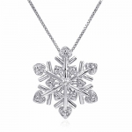 Diamond Snowflake Heart Pendant-Necklace in Sterling Silver (18 inch Chain)