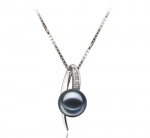 PearlsOnly Destina Black 7.0-7.5mm AAAA Freshwater Sterling Silver Cultured Pearl Pendant